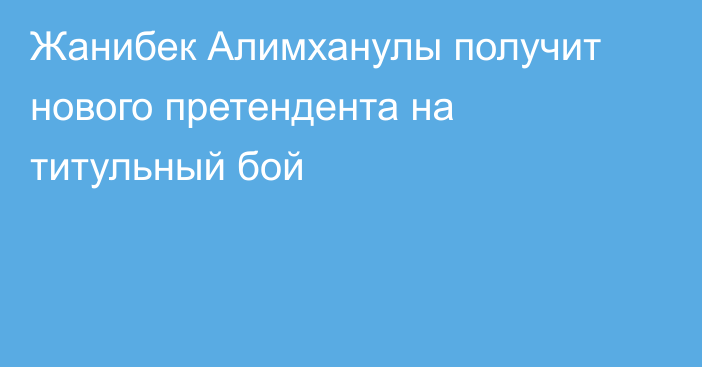 Жанибек Алимханулы получит нового претендента на титульный бой