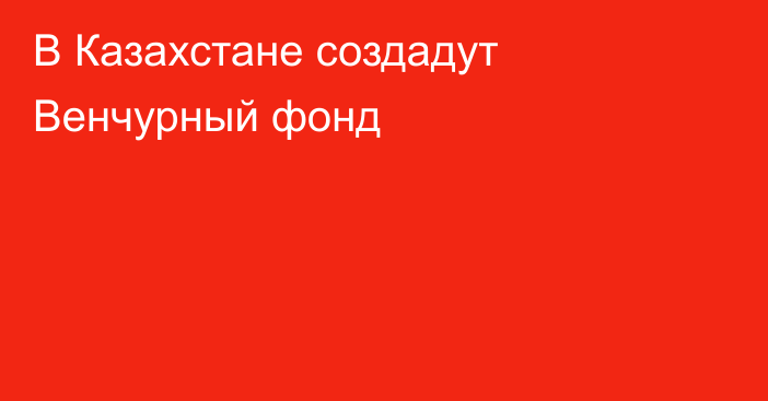 В Казахстане создадут Венчурный фонд