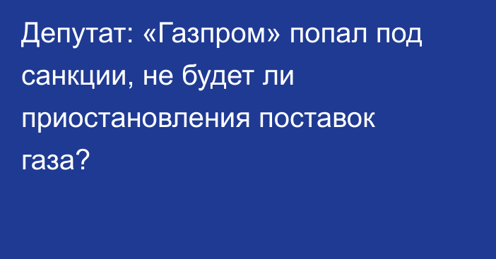 Депутат: «Газпром» попал под санкции, не будет ли приостановления поставок газа?