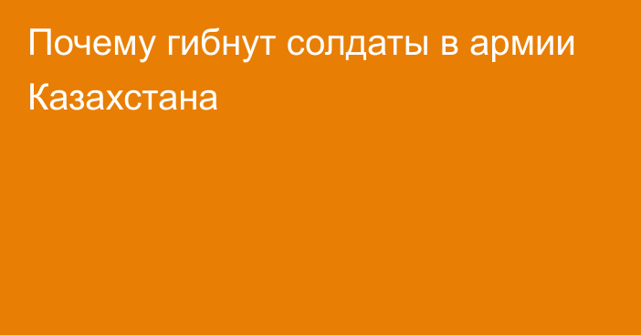 Почему гибнут солдаты в армии Казахстана