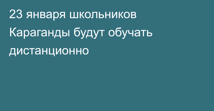 23 января школьников Караганды будут обучать дистанционно