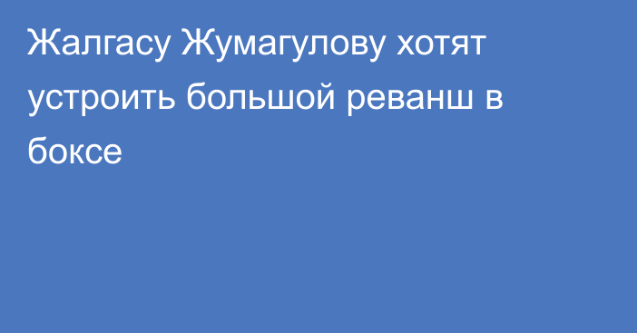 Жалгасу Жумагулову хотят устроить большой реванш в боксе