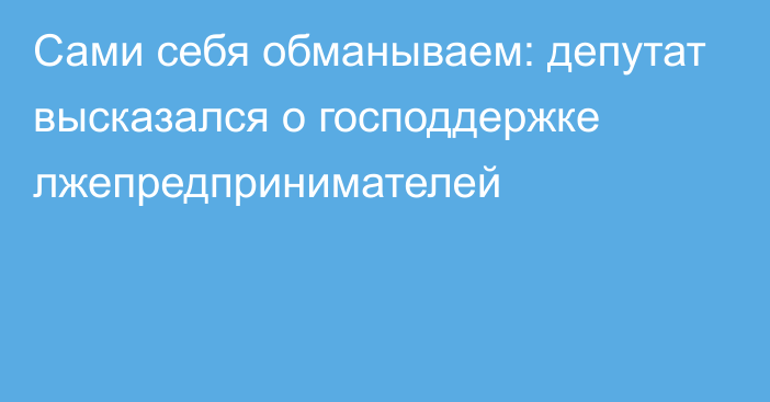 Сами себя обманываем: депутат высказался о господдержке лжепредпринимателей