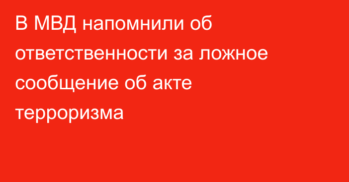 В МВД напомнили об ответственности за ложное сообщение об акте терроризма