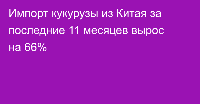 Импорт кукурузы из Китая за последние 11 месяцев вырос на 66%  