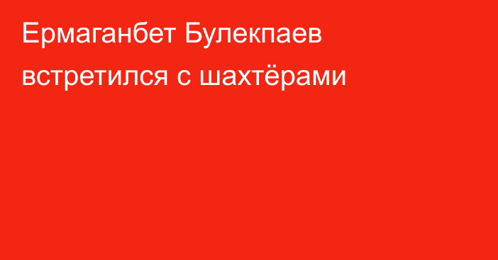 Ермаганбет Булекпаев встретился с шахтёрами