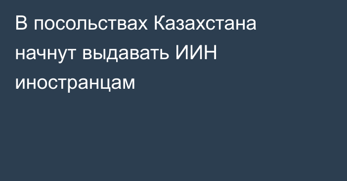 В посольствах Казахстана начнут выдавать ИИН иностранцам