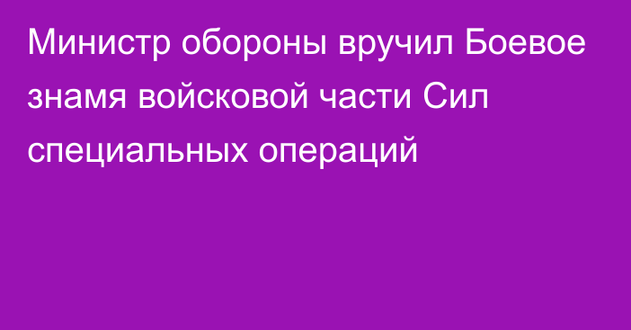 Министр обороны вручил Боевое знамя войсковой части Сил специальных операций