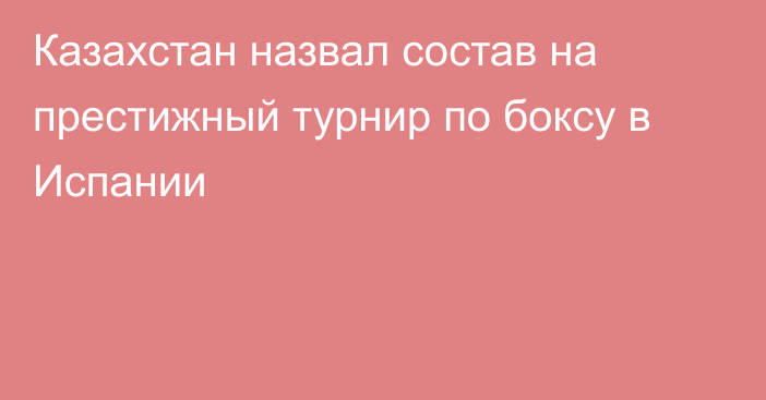 Казахстан назвал состав на престижный турнир по боксу в Испании