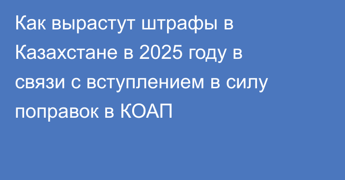 Как вырастут штрафы в Казахстане в 2025 году в связи с вступлением в силу поправок в КОАП