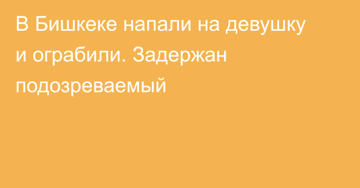 В Бишкеке напали на девушку и ограбили. Задержан подозреваемый