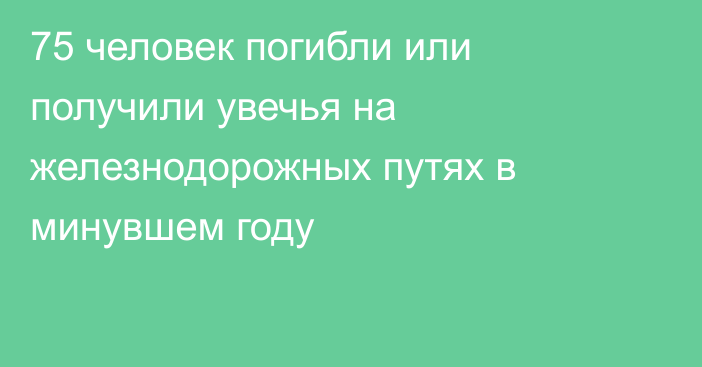 75 человек погибли или получили увечья на железнодорожных путях в минувшем году