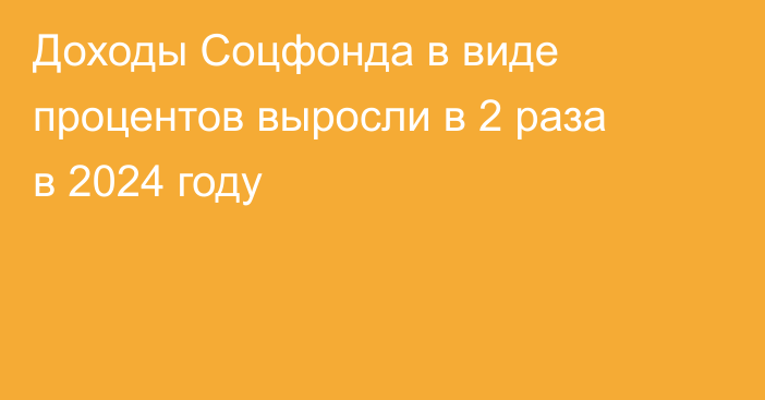 Доходы Соцфонда в виде процентов выросли в 2 раза в 2024 году