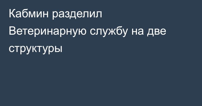 Кабмин разделил Ветеринарную службу на две структуры