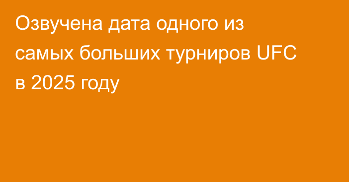 Озвучена дата одного из самых больших турниров UFC в 2025 году